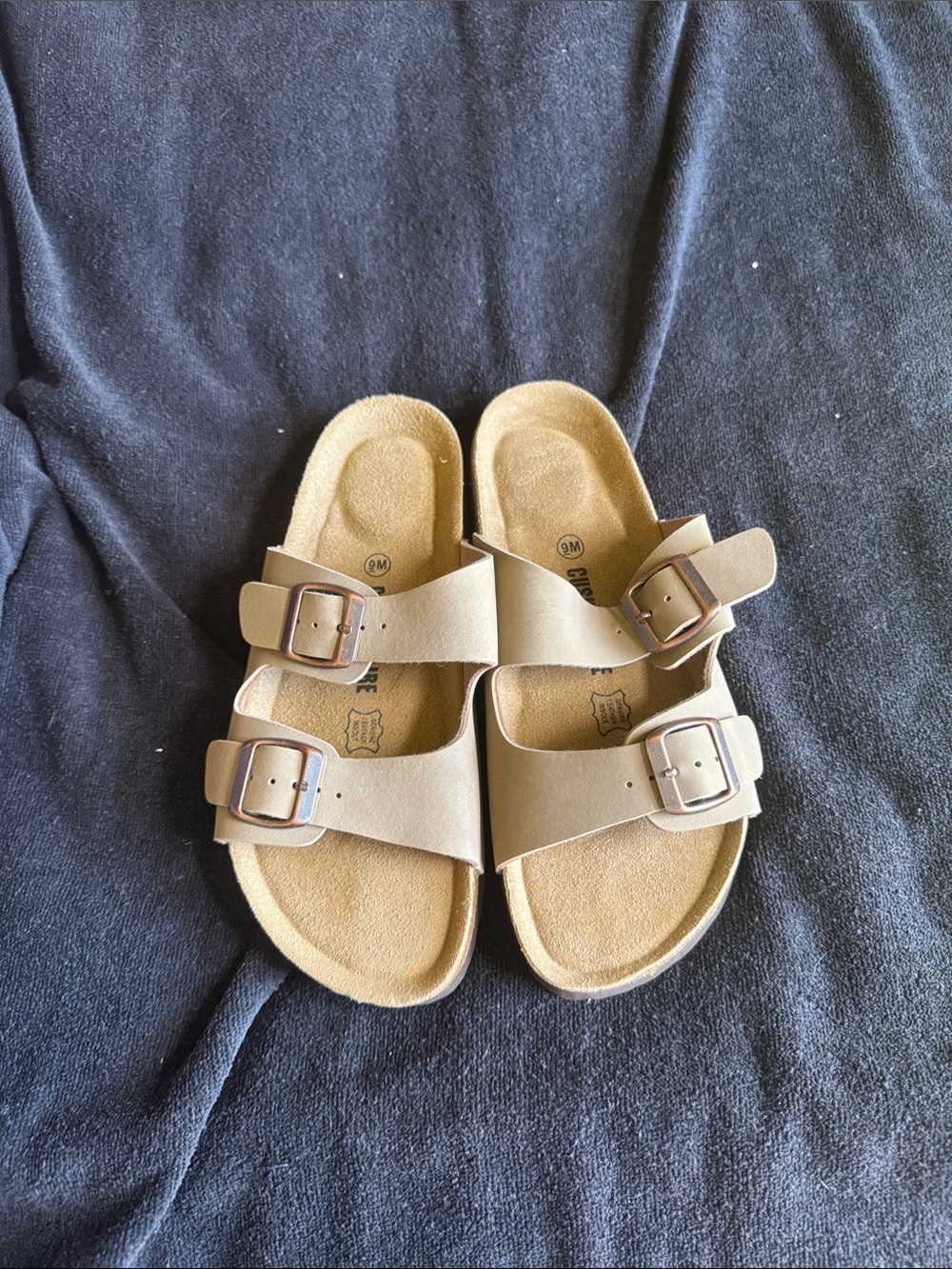 Tan Double-Buckle Sandals